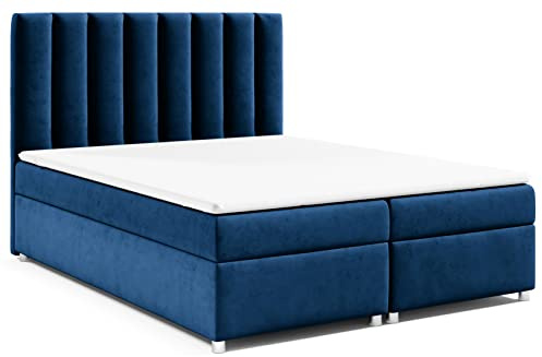Best for Home Boxspringbett mit Bettkasten Trinity K-10 Bonellfederkern inkl. Topper 180x200 Blau