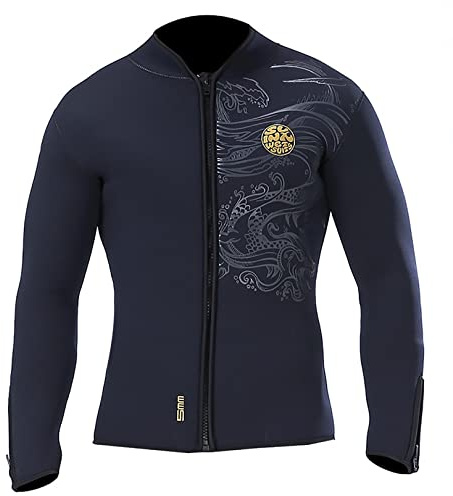 clhjinruoliu Men's 5MM Neoprene Wetsuits Top Jacket, Front Zipper Long Sleeves Diving Suit,XXL