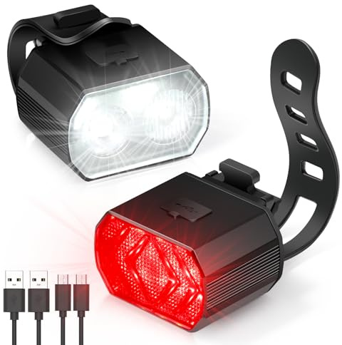 Blendura Luces Bicicleta Delantera Y Trasera, Luz Trasera Bicicleta Delantera IPX6 Luz Bicicleta 6 Modos de Iluminación, Luces Bicicleta para Montar Noche/Acampar, Carretera/Montaña
