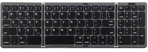 Fydun Clavier Triple Pli, Connexion de Plusieurs Appareils, pour Ordinateur Portable, Tablette, Téléphone, Accessoires Professionnels (Gris Noir)