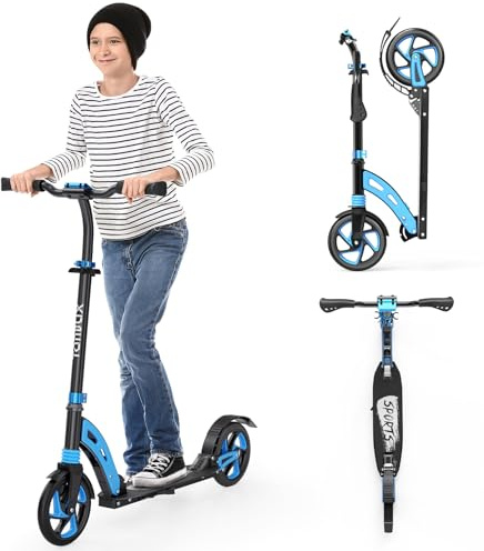 Scooter for Kids Ages 6+ Year Old, TONBUX Kids Scooter for Girls Boys Teens, Easy Folding Scooters with 200mm Big Wheels & Fully Height Adjustable & Dual Suspension & Carry Strap, Load up to 100Kg