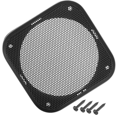 TUCKBOLD Grilles de haut-parleur de voiture universelles de 10,2 cm en maille carrée de 10,2 cm avec vis de montage ABS noir – Lot de 1 pièce automobile