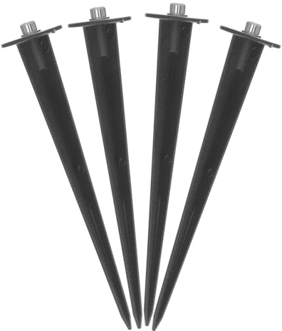 IWOWHERO 4 Pezzi Palo da Terra in Alluminio Fuso Nero Resistente al Vento e Portatile per Luci Solari da Giardino Uso Esterno