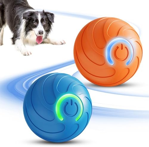 Balle Intelligente Interactive pour Chien 2026 - Jouet Rechargeable USB à Vibration et Rebond Automatique, Stimulation Cérébrale pour Toutes Tailles, Parfaite pour l'Intérieur (Bleu + Orange)