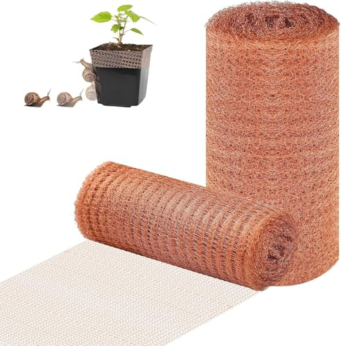 WUFANC 2 Volumi Rete in Rame, 12,7 CM x (10M+6M), Rete Anti Lumache per Orto, Aiuola Rialzata Antilumache, Doppio Strato Maglia Rete Rame Lumache da Tagliare, Adatta per Giardino, Balcone