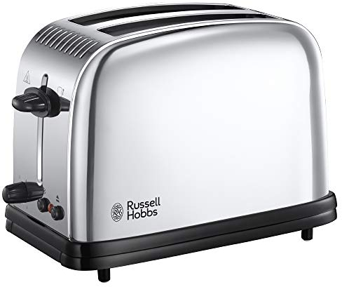 Russell Hobbs Tostadora Victory - 2 Ranuras Cortas y Anchas, Tostador para 2 Rebanadas, Bandeja Recogemigas, Función Cancelar, Descongelar y Extraelevación, Acero Inoxidable, Plata - 23311-56