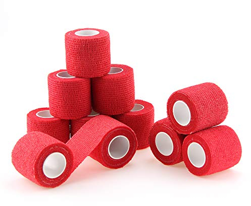 nilo Selbstklebender Verband - 12 Rollen 5cm x 4,5m / Selbsthaftende Bandage für Tiere und Menschen/atmungsaktive & elastische Binde/Haftbandage selbstklebend in Rot