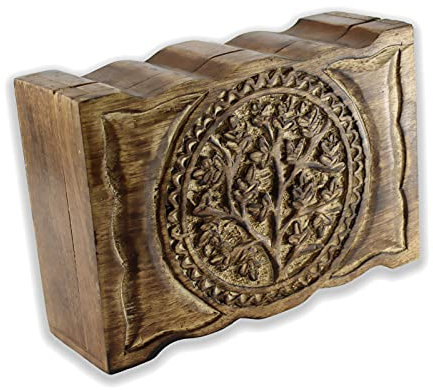Budawi® Holztruhe Lebensbaum Mangoholz Holzbox Holzkiste Schmuckkästchen Schatulle