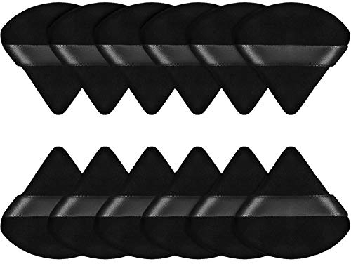 Puderquasten-Dreiecke für Gesicht, Make-up Puff für Puder, Weichkörper, Kosmetik Foundation Schwamm, Mineralpulver, nass, trocken, Make-up Werkzeug, 12 Stück (Schwarz)