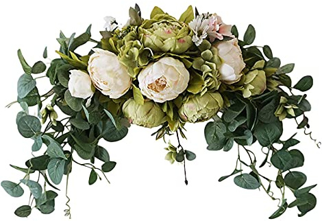 HAOSHICS Fiocco di peonie artificiali in seta con motivo floreale motivo a forma di peonia variopinto e variopinto con motivo primaverile, per matrimoni, centrotavola, decorazione da parete a specchio