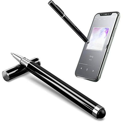 N NEWTOP Penna Capacitiva GD09 Universale 2in1 Stilo Pennino Scrivere Nera Tappo e Punta in Gomma Touch Screen e Vari Colori per Monitor Display Schermi Tablet Smartphone Cellulare Domotica (Nero)