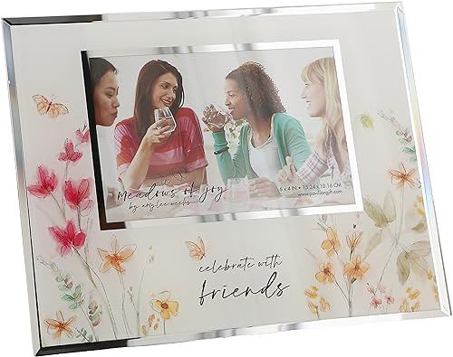 Pavilion Gift Company - Friends - Mirror Glass Photo Frame - Holds 6 x 4-Inches Photo, Friend Picture Frame, Best Friend Gift, Gift Ideas For Sister, 1 Count, 9.25 x 7.25-Inches Overall in Size