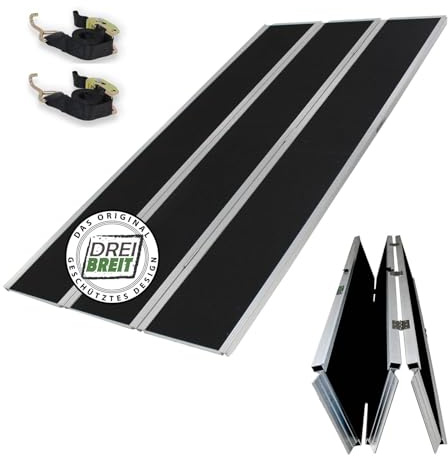 DREIBREIT by TRUTZHOLM Alu Auffahrrampe 215 cm 2-Fach klappbar Tragkraft 1020 kg grau/schwarz beschichtet Verladerampe