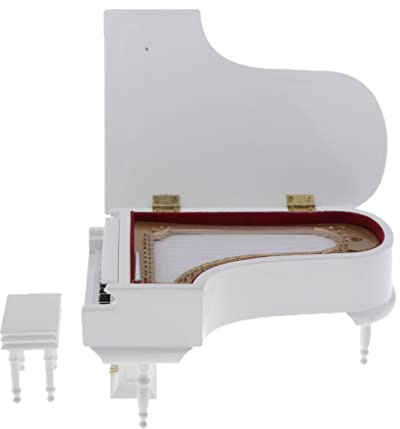 predolo Piano en Bois Miniature à L'échelle 1/6 avec Instrument Musical Simulé pour Maison de Poupées, Blanc