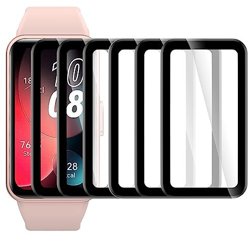 Bigqin 6 Piezas Protector de Pantalla Compatible con Huawei Band 10 9 8, Película Suave 3D Protector Compatible con Huawei Band 10 9 8, Sin Burbujas, Anti-Arañazo