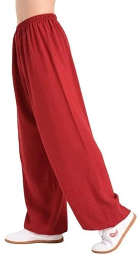 IQOAIJ Chinesische Tai Chi Kung Fu Hose Mens Womens Martial Arts Trainingshose Wing Chun Pants,Red-XL,04,M