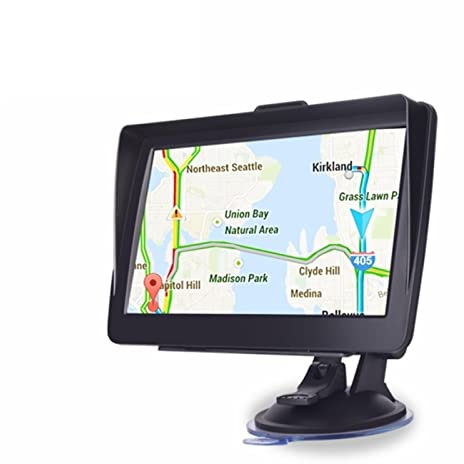Navegacion GPS, Coche GPS Sistema de navegación de 7 Pulgadas con Sunvisor 256 8GB Camión navegador satélite FM Mapas gratuitos del transmisor Fácil de Usar