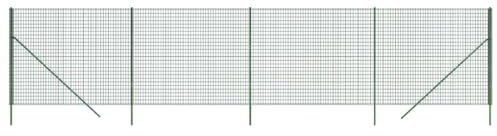 vidaXL Maschendrahtzaun, Gartenzaun mit Pfosten Zubehör, Drahtzaun Zaun mit PVC-Beschichtung, Metallzaun Komplettset, Grün 1,6x10m Verzinkter Stahl