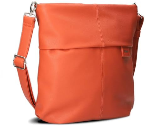 Zwei Damen Handtasche Mademoiselle.M M12 Umhängetasche 7 Liter Crossbody Bag, Schultertasche in DIN-A4-Größe, Schlüsselring, Geheimfach, inkl. extra kurzen abnehmbaren Schultergurt (papaya)