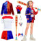 Quin-n Costume for Girls- Kids Villain Costumes World Book Day Carnival Halloween Jester Outfit Clown Costumes with Jacket T-shirt Shorts Gloves Baseball Bat Necklace for Children Cosplay Fancy Dress