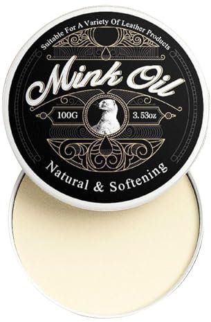 Huile de vison pure, adoucissant et nettoyant pour cuir – 100 g de pâte naturelle, adoucit et restaure pour bottes, chaussures, vêtements, meubles