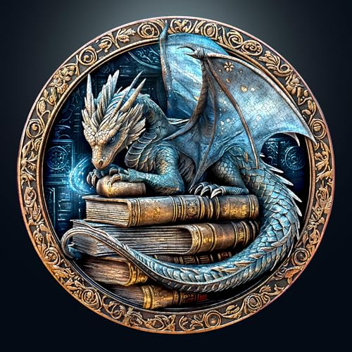 Charmible Puzzle Rond 1000 pièces, Puzzle Dragon, Puzzle 1000 pièces | 67,5 x 67,5 cm, puzzle 1000 pièces, puzzle rond adulte, puzzle rond classique, puzzle plat en pièces avec effet visuel 3D