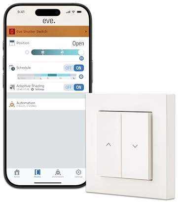 Eve Shutter Switch- Smart rullgardinskontroll (Matter) för Alexa, Apple Home; Google Home; SmartThings; Home Assistant; app- och röststyrning; automationer; kräver trådbord-router och nollledare