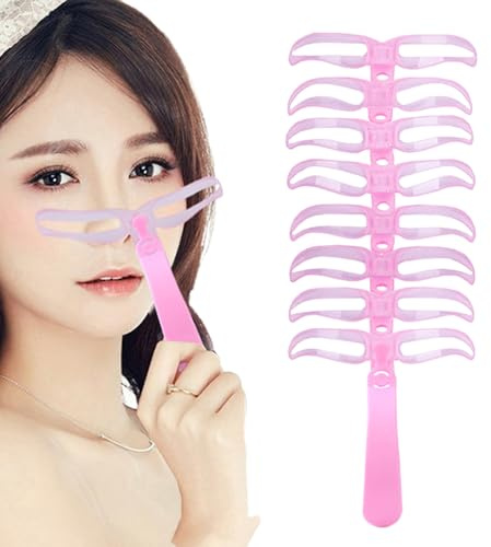 Pochoir à Sourcils,Kit de Mise en Forme des Sourcils 8 Modèles | Gabarits Lavables Portables pour Femmes Maquillage de Scène Voyage Fête