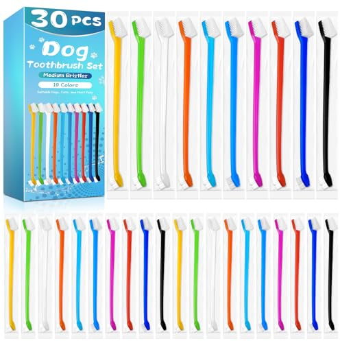 Navona 30 PCS Dog Toothbrushes, Double Headed Anti Slip Dog Tooth Brushing Kits, Cat Toothbrush, Pet Toothbrush for Dogs, Easy to Clean and Care for Teeth, Suitable for Small to Large Dogs and Cats