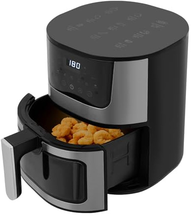 Freidora de aire caliente, freidora de aire con ventana de 7L, 80-200 °C, temporizador digital y pantalla LED, asar y hornear diferentes alimentos