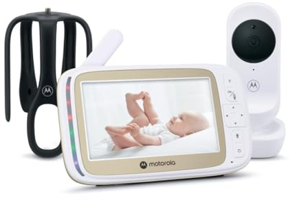 Motorola Nursery VM45 CONNECT Vigilabebés con Cámara Wi-Fi y Monitor de 5”, Visión HD 720p, Habla Bidireccional, Control de Temperatura, Stargrip Montaje Cuna, App Motorola Nursery, Largo Alcance