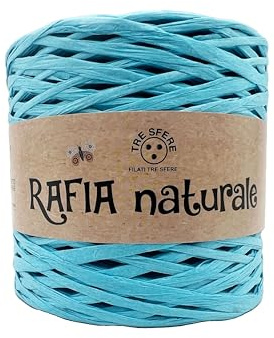 Fili & filati Rafia Naturale, 250g, 265 Metri, Filato per Uncinetto 4/5, per Borse e Accessori handmade e Moda estivi (Turchese - 03, OPACO)