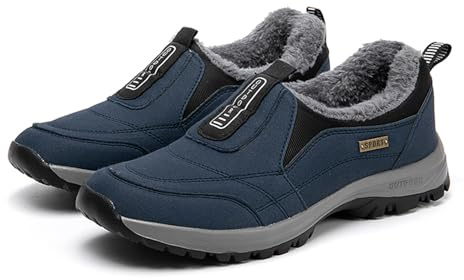 Vinterskor slip-on promenadsneakers med fotvalvstöd herr läder snöstövlar mjuka halkfria skidskor vattentäta med varm fodrad vinterstövel bekväm termisk sko förtjockad snösko sport ankel stövel