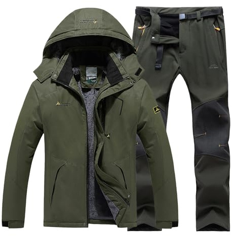 Skidkläder för män och kvinnor, huvjacka och vindtäta vinterbyxor lämpliga för avslappnade outdoor-skidkläder