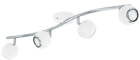 EGLO LED Deckenlampe Bimeda, 4 flammige Deckenleuchte, Deckenstrahler aus Metall in Weiß und Chrom, Wohnzimmerlampe, Spots inkl. GU10 Leuchtmittel, warmweiß