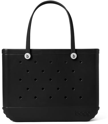 BOGG BAG - Original, Extra Large Tote Bag - LBD Black - 19in L x 9in W x 14in H - Lightweight, Washable, Durable - All Purpose EVA - for Beach, Pool, Boat, Work, Sports