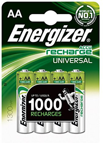 Energizer – Lotto di 6 Blister di 4 batterie pile ricaricabili HR6 Universal AA 1300 mAh