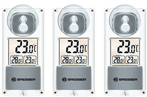 Bresser Solaire thermomètre de fenêtre avec Ventouse pour intérieur et extérieur, Lot de 3