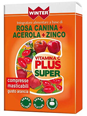Vitamina C Plus Super, Rosa Canina + Acerola + Zinco 30 compresse masticabili gusto arancio