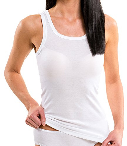 HERMKO 17325 2-pack dam longshirt i versch. Modefärger – skjorta mjuk tack modal, färg: vit, storlek: 40/42 (M)