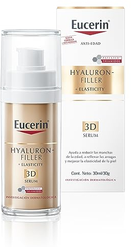 Eucerin Hyaluron-Filler + Elasticity 3D Serum (30 ml), sérum antiarrugas y antiedad, fórmula hidratante facial elastizante con Thiamidol, Collagen Elastin Complex y Ácido Hialurónico