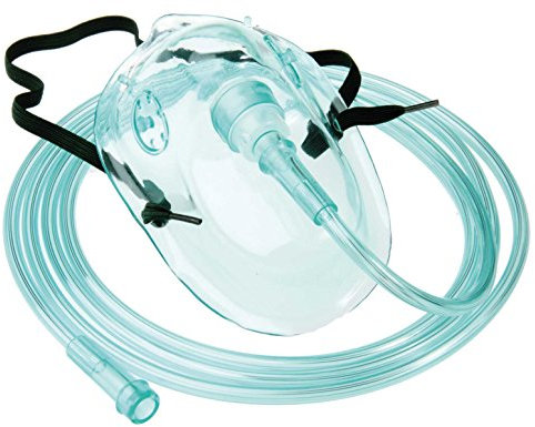 Tiga-Med Sauerstoffmaske Sauerstoffmasken f. Erwachsene DEHP-frei 5 Stück mit grünem 210cm Sauerstoffschlauch O2-Maske O2-Masken O2 Atemmaske Atemmasken