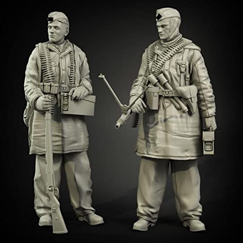 FCBEL 1:35 WWII Infantry Miniature Kit Resin Diecast Model (2 Personen) Unmontierter und unbemalter Charaktermodellbausatz - A072s
