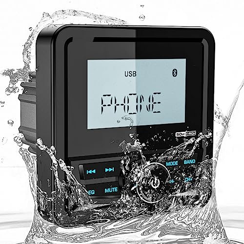 Vattentät marin digital mediamottagare – Bluetooth marin stereo med 2,8 tums LCD-skärm – AUX USB-ingång AM FM subwoofer förförstärkare UTV båtradio för ATV RZR golfvagn spa het