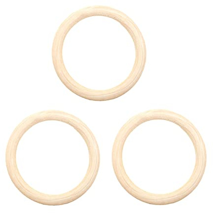 Lot de 10 anneaux en bois de 90 mm de diamètre pour le bricolage de bébé - Anneaux de dentition en bois - Anneaux de dentition pour bébé - Cercles en bois naturels - Macramé - En bois