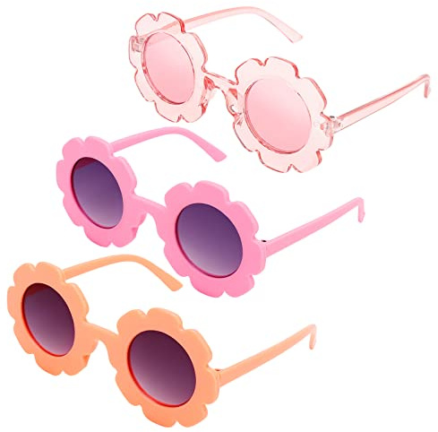 DRESHOW Kids Sunglasses Round Flower Glasses for Girls Boys Outdoor Beach Holiday Cute Eyewear Party Accessories