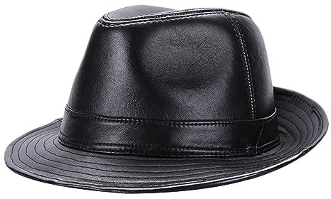 ZMNKH Cappello Fedora Cappello Stile Gangster Elegante Cappelli Jazz Trilby Classico Cappello in Pelle Cappelli Panama per Uomo Donna