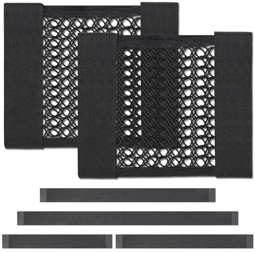 Livdouyu 6 Stück Kofferraum Orgagnizer Klett, Kofferraum Netztasche Elastischer Klettbänder Auto Gepäcknetz Kfz Aufbewahrungsnetz Universal für Auto/SUV