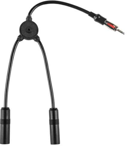 Anina Car Antenna Splitter Cable 2 in 1 Out, DIN Male to 2 Female, Universal AM FM Radio Y Adapter for Car Stereo, Truck, Head Unit, CD Player, Media Receiver
