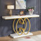 Tribesigns 140 cm Gold Konsolentisch, Moderner Eingangsbereich, Flurtisch mit geometrischem Metallsockel, Faux Marmor Weiß Holz Sofatisch Foyertisch für Wohnzimmer, Weiß und Gold